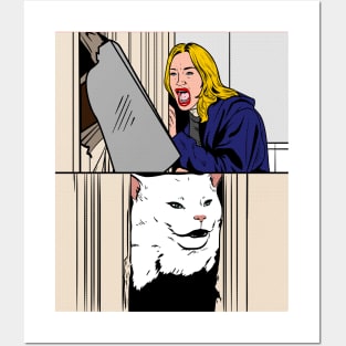 Woman Yelling at Cat Meme Dinner Table Salad Posters and Art